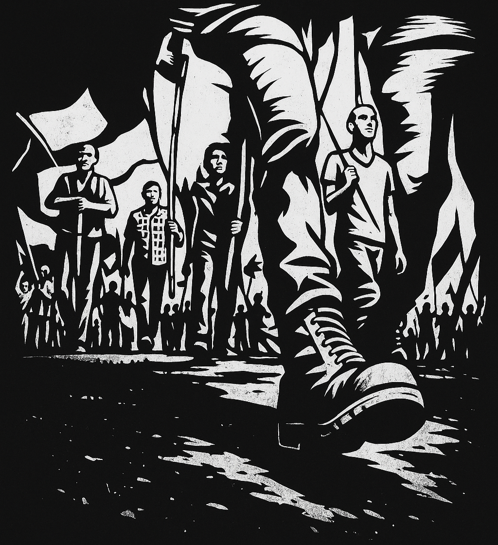 Dibujo de movilización tipo stencil