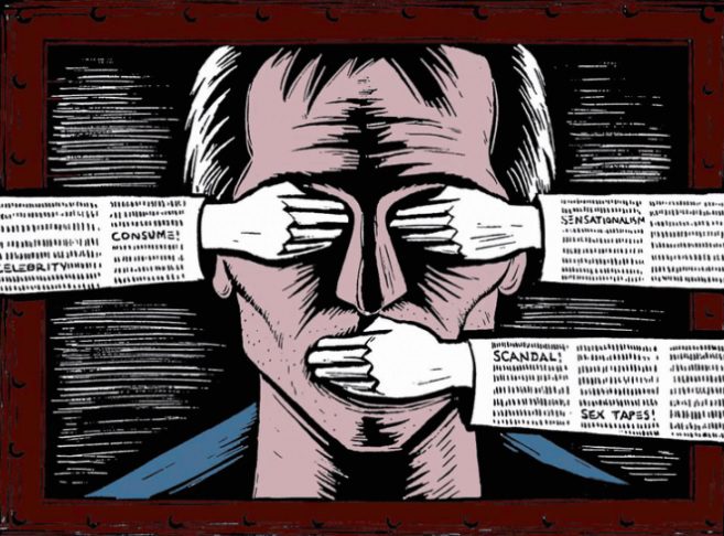 Dibujo sobre la falta de libertad de expresión