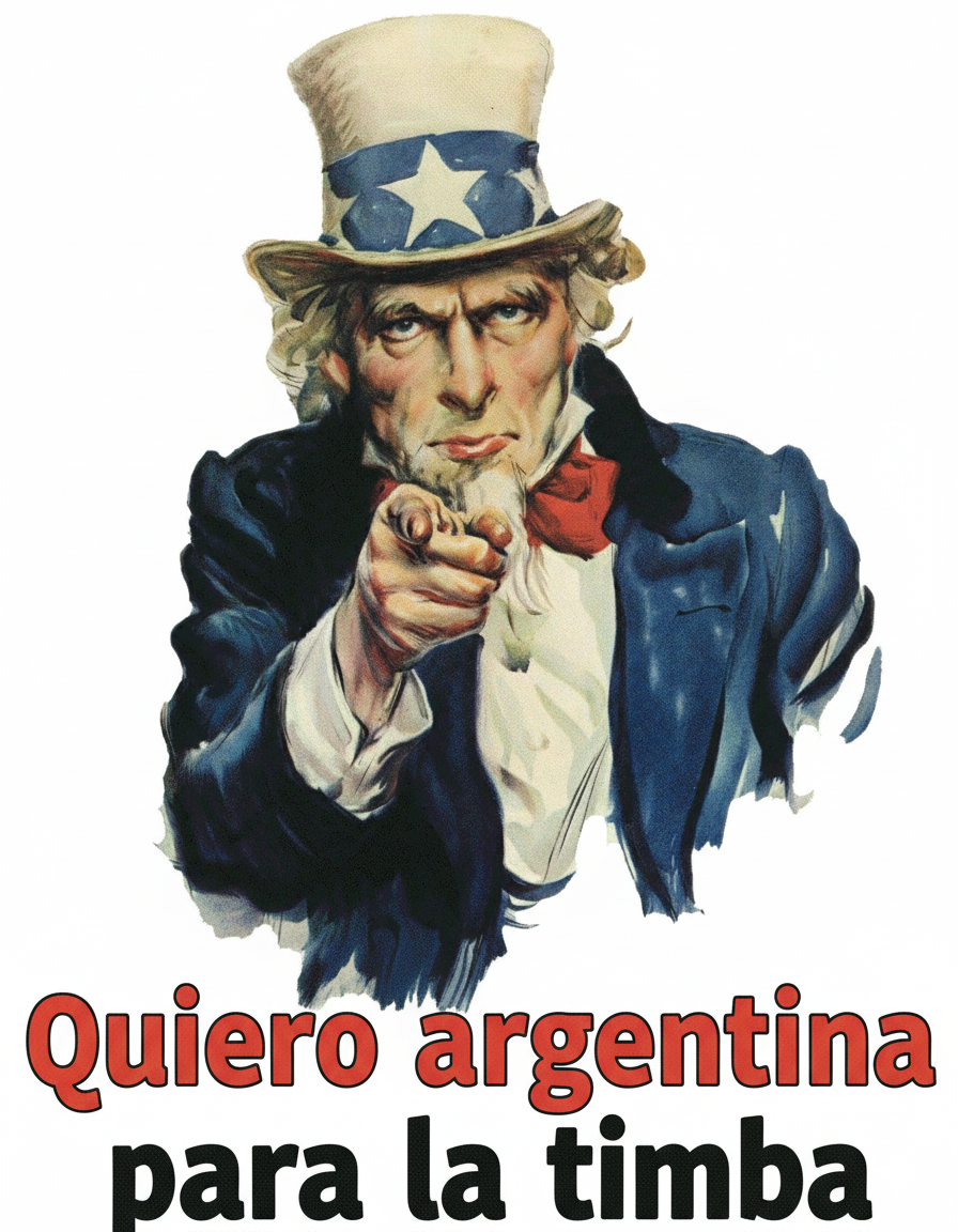 Tio Sam con consigna: Quiero argentina para la timba